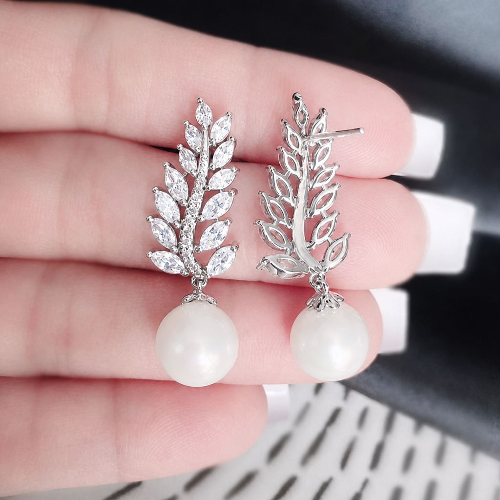 Brinco Pérola E Zirconia Noiva Pequeno Delicado Prata