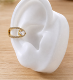 Piercing De Argola Falso Fake Dourado Pedra Zirconia F. Ouro