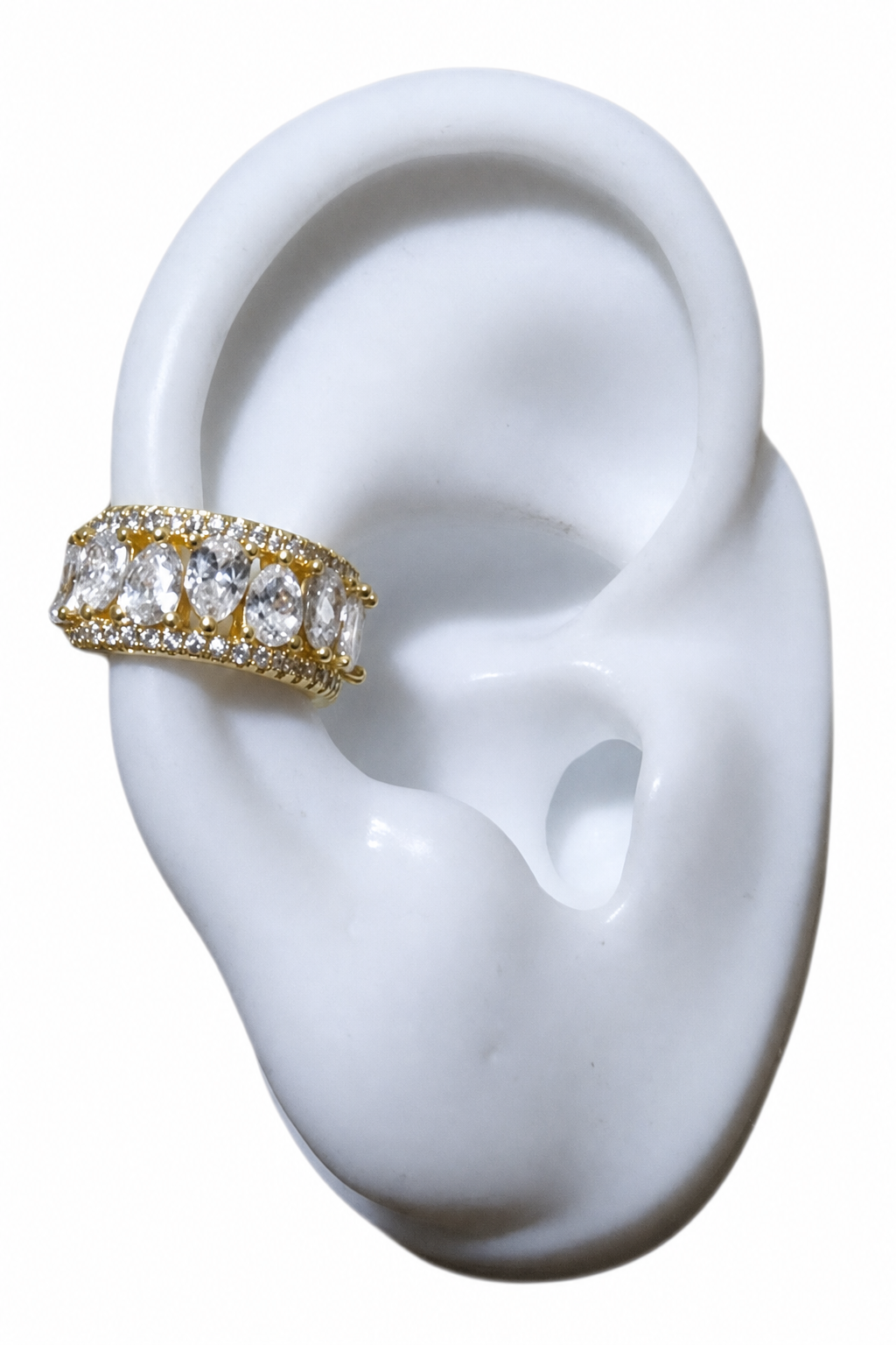 Piercing De Argola Falso Fake Dourado Pedra Zirconia