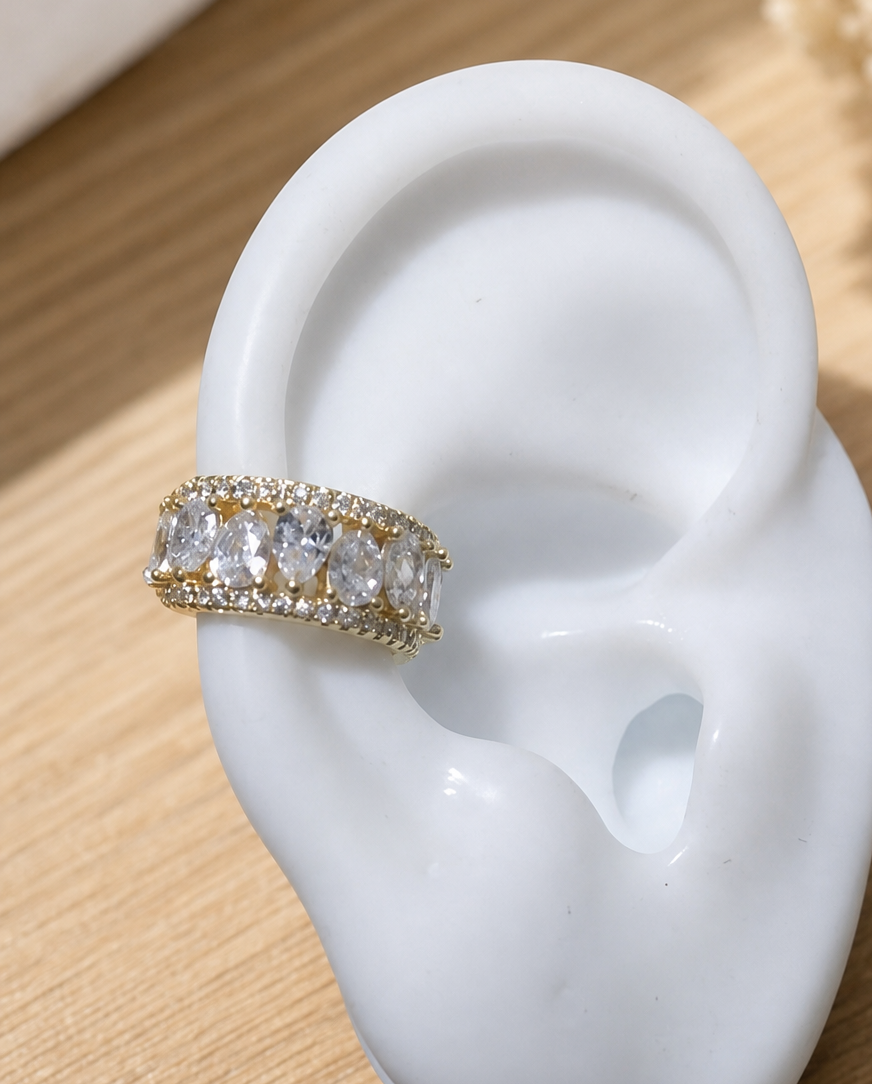 Piercing De Argola Falso Fake Dourado Pedra Zirconia