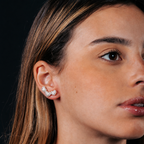Brinco Ear Cuff Noiva Pedra Zirconia F. Prata Festa Coração