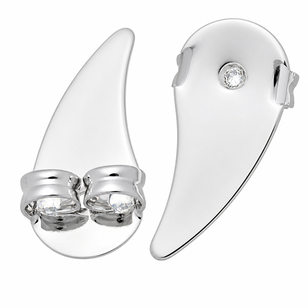 Brinco Ear Cuff Noiva Pedra Zirconia F. Prata Festa Coração