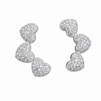 Brinco Ear Cuff Noiva Pedra Zirconia F. Prata Festa Coração