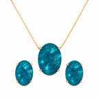 Conjunto Colar E Brinco Zirconia Fusion Tiffan Oval Verde
