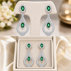 Brinco Noiva Zirconia Verde Prata Festa Madrinha Formatura