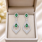 Brinco Noiva Zirconia Verde Prata Festa Madrinha Formatura