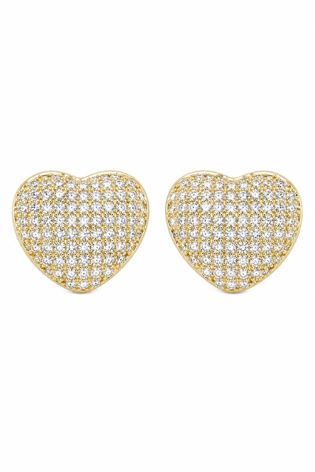 Brinco Pedra Zirconia Coração Dourado F. Ouro 18k Noiva Fest