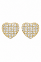 Brinco Pedra Zirconia Coração Dourado F. Ouro 18k Noiva Fest