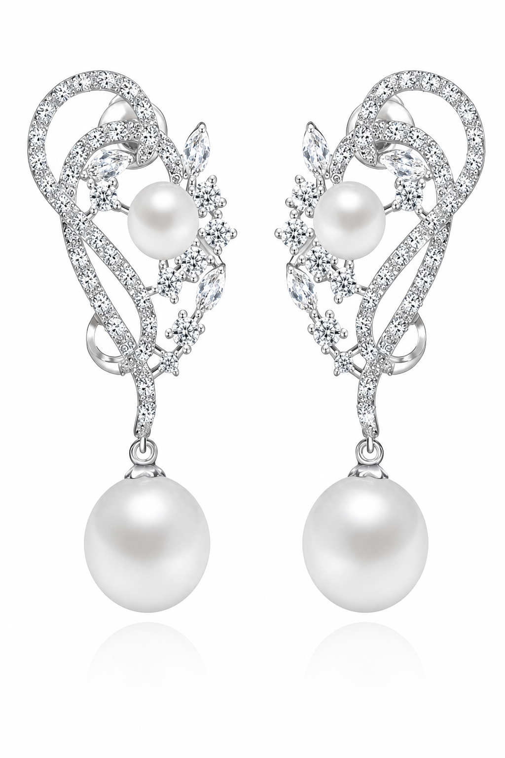 Brinco Pérola E Zirconia Noiva Delicado Prata Grande Luxo