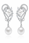 Brinco Pérola E Zirconia Noiva Delicado Prata Grande Luxo