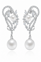 Brinco Pérola E Zirconia Noiva Delicado Prata Grande Luxo