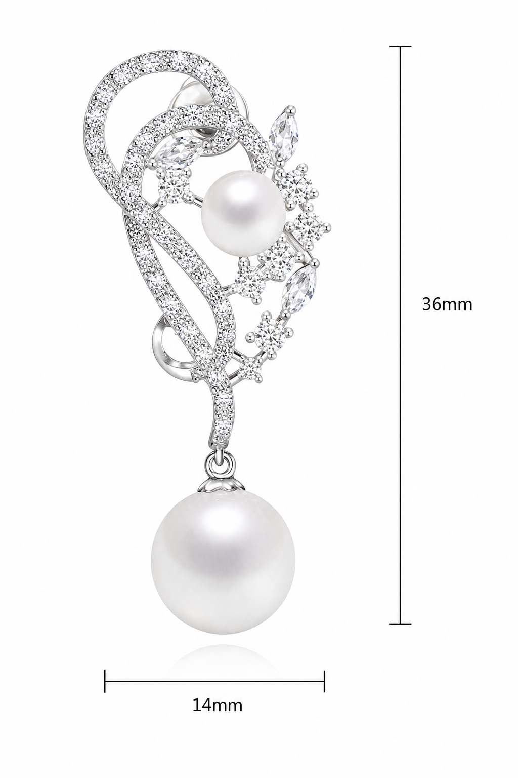 Brinco Pérola E Zirconia Noiva Delicado Prata Grande Luxo