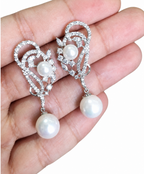 Brinco Pérola E Zirconia Noiva Delicado Prata Grande Luxo