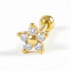 Piercing Orelha Cartilagem Helix Tragus Fl Ouro Mini Flor