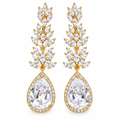 Brinco Noiva Zirconia Dourado Pendurado Festa Debutante Luxo