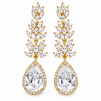 Brinco Noiva Zirconia Dourado Pendurado Festa Debutante Luxo