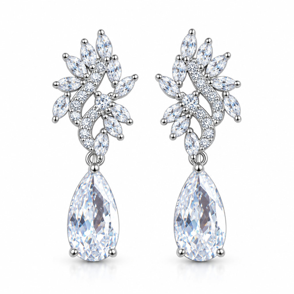 Brinco Noiva Pedra Zirconia Prata Gota Debutante 15 Anos
