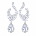 Brinco Noiva Pedra Zirconia Prata Festa Gota Luxo Grande