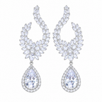 Brinco Noiva Pedra Zirconia Prata Festa Gota Luxo Grande