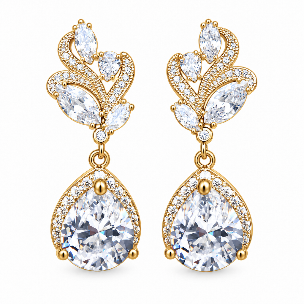 Brinco Noiva Zirconia Prata Ou Dourado Festa Formatura Luxo