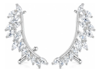 Brinco Ear Cuff Noiva Pedra Zirconia Prata Festa Debutante
