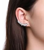 Brinco Ear Cuff Noiva Pedra Zirconia Prata Festa Debutante
