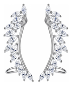 Brinco Ear Cuff Noiva Pedra Zirconia Prata Festa Debutante