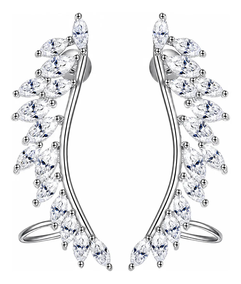 Brinco Ear Cuff Noiva Pedra Zirconia Prata Festa Debutante