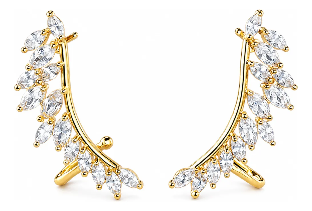 Brinco Ear Cuff Noiva Pedra Zirconia Prata Festa Debutante