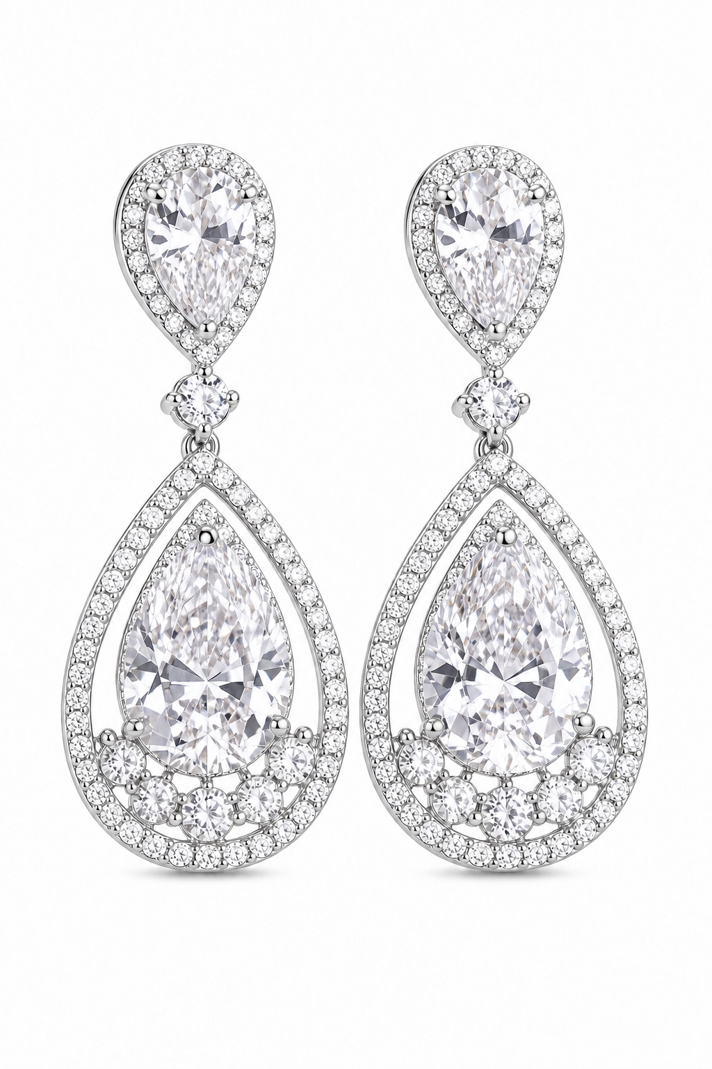 Brinco Noiva Pedra Zirconia Prata Gota Debutante Grande