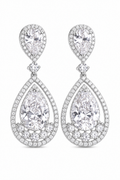 Brinco Noiva Pedra Zirconia Prata Gota Debutante Grande