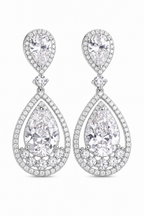 Brinco Noiva Pedra Zirconia Prata Gota Debutante Grande