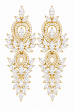 Brinco Noiva Pedra Zirconia Dourado Debutante Grande