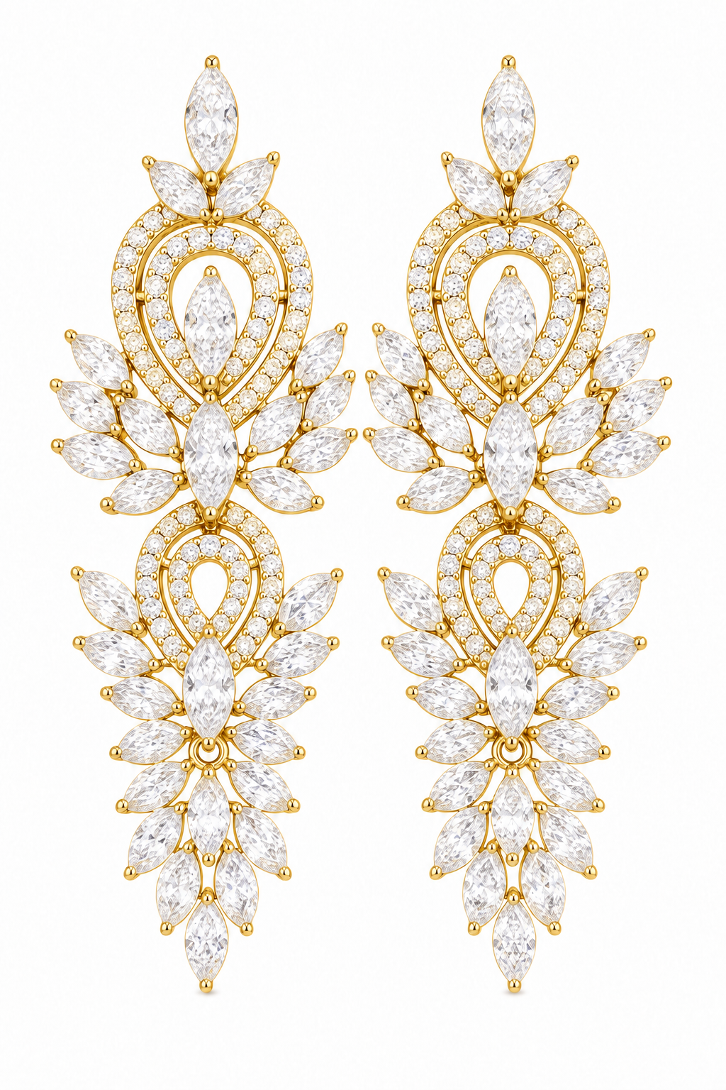 Brinco Noiva Pedra Zirconia Dourado Debutante Grande
