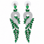 Brinco Noiva Zirconia Prata Verde Festa Formatura Madrinha