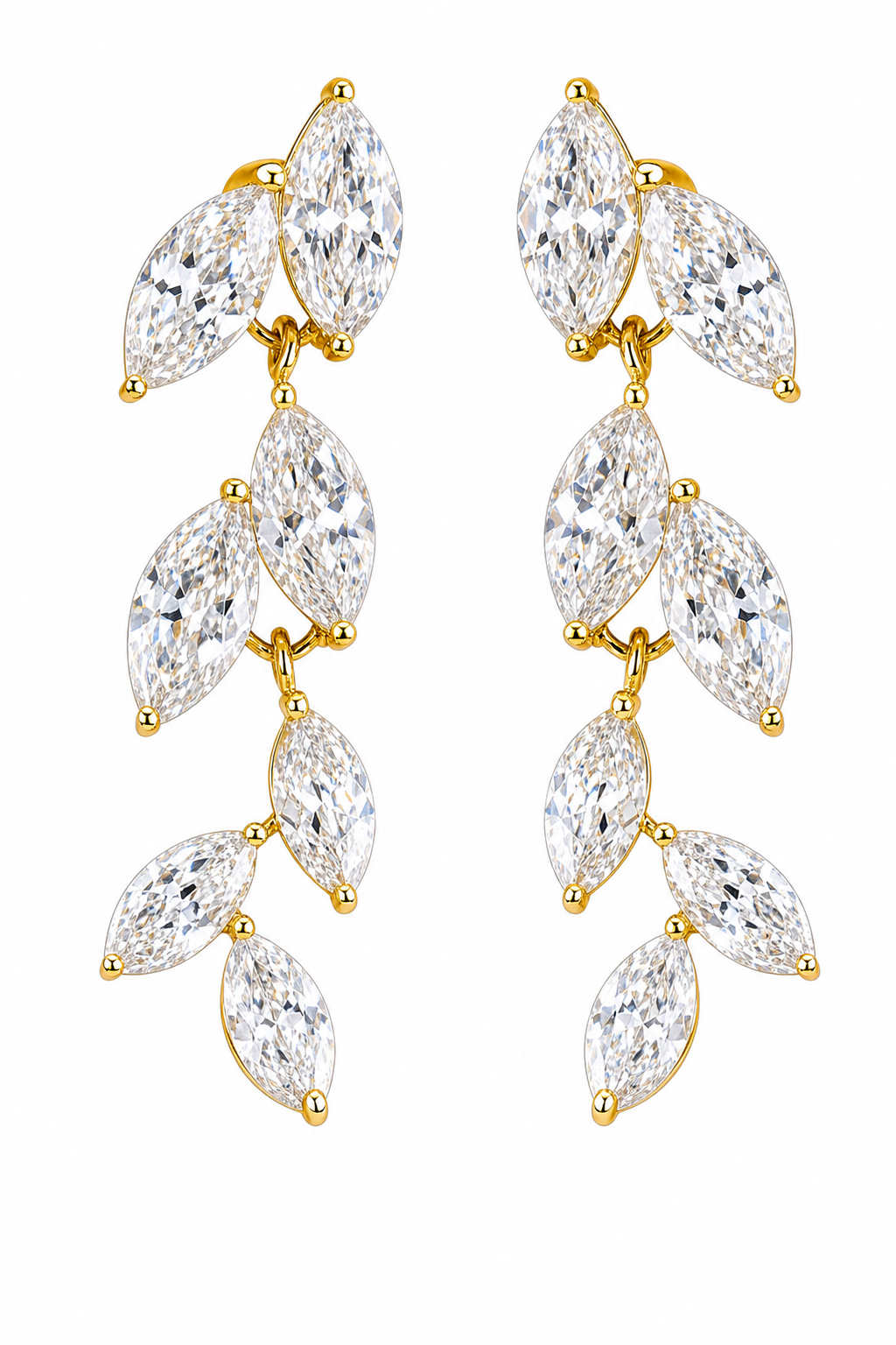 Brinco Noiva Zirconia Dourado Festa Debutante Pendurado