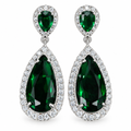 Brinco Pedra Zirconia Prata Festa Gota Verde Debutante
