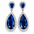 Brinco Pedra Zirconia Prata Festa Gota Azul Debutante Madrin