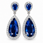 Brinco Pedra Zirconia Prata Festa Gota Azul Debutante Madrin