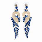 Brinco Noiva Zirconia Dourado Festa Formatura Madrinha Azul
