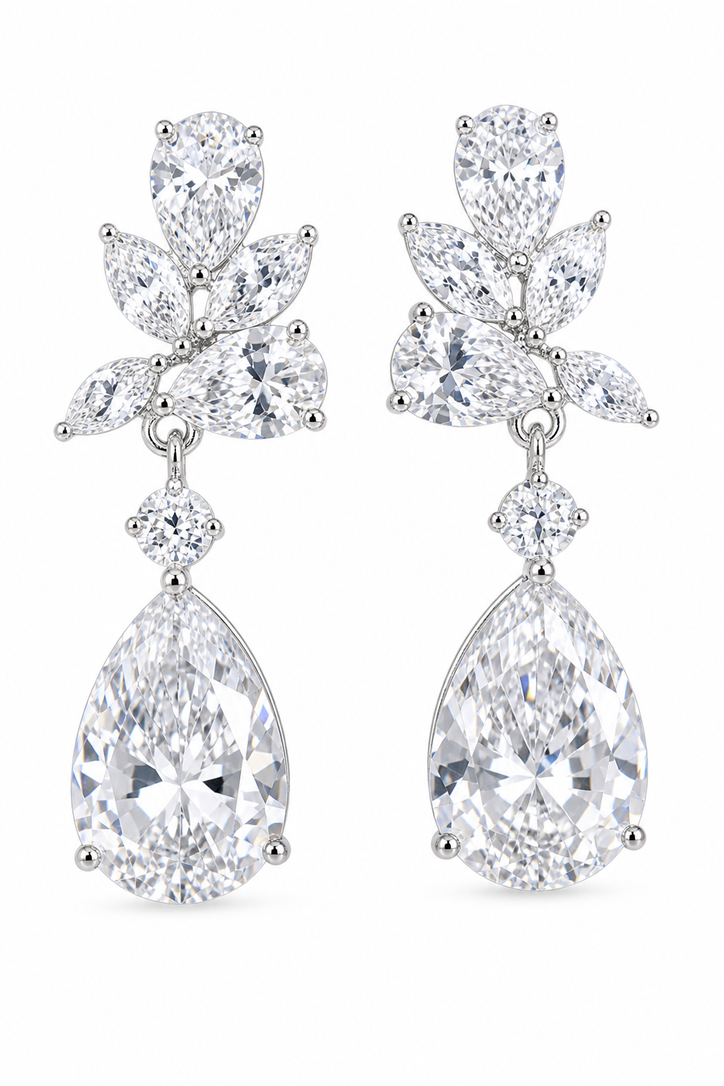Brinco Noiva Zirconia Pendurado Prata Debutante Luxo Gota