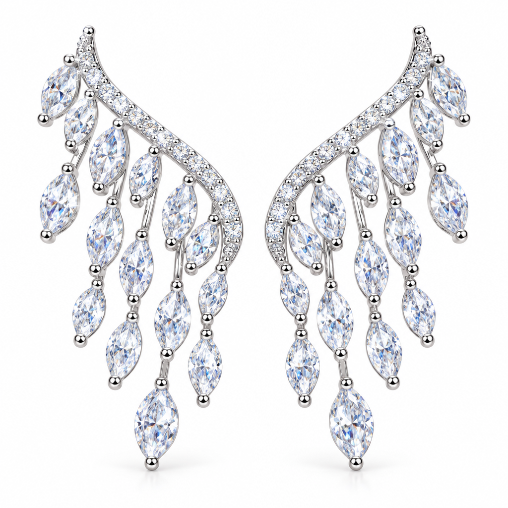 Brinco Ear Cuff Noiva Pedra Zirconia Debutante Prata Festa