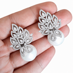 Brinco Noiva Zirconia E Pérola Prata Delicado Luxo