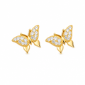 Brinco Pedra Zirconia Dourado Banhado A Ouro Borboleta