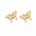 Brinco Pedra Zirconia Dourado Banhado A Ouro Borboleta
