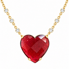 Colar Tiffan Coração Grande Pedra Zirconia Vermelho Marsala