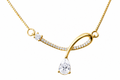 Colar Noiva Gota Pedra Zirconia Dourado F Ouro 18k Semijoia