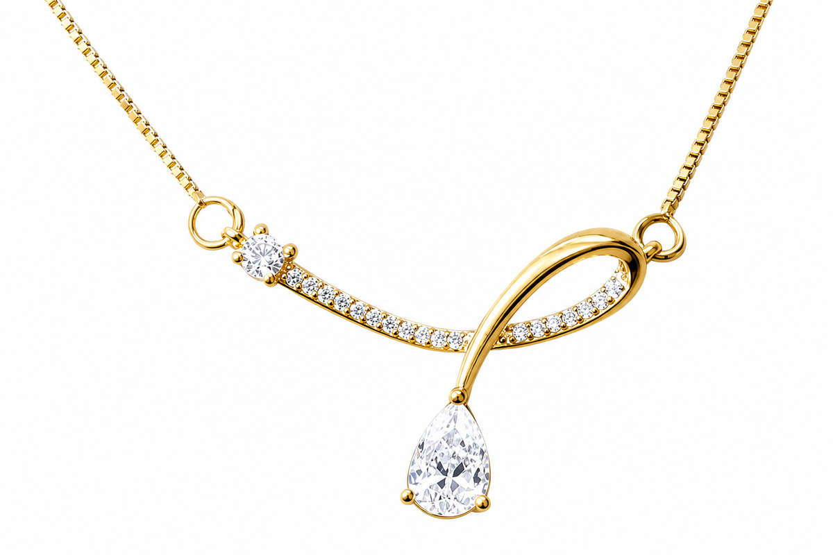 Colar Noiva Gota Pedra Zirconia Dourado F Ouro 18k Semijoia