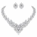 Conjunto Colar E Brinco Noiva Zircônia Prata Festa Debutante