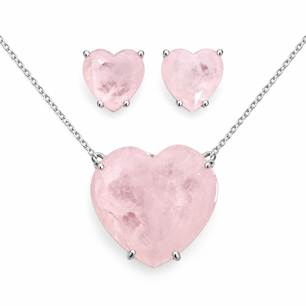 Conjunto Colar E Brinco Coração Pedra Zirconia Fusion Ice